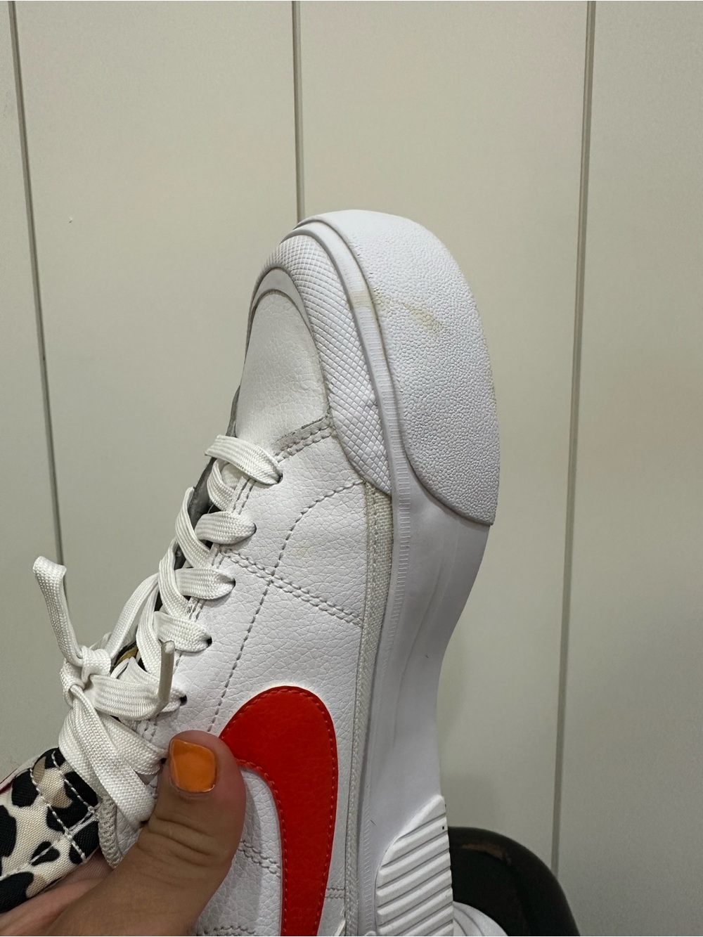 Nike White Platform Sneakers with Bright Red Swoosh - Picture 6 of 11